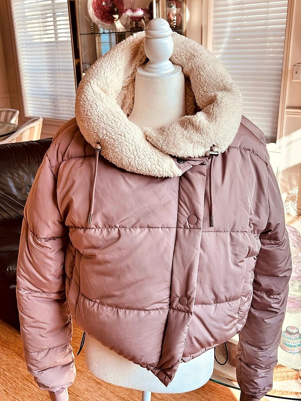 BDG Urban Outfitters BDG Duckie Faux Shearling Collar Puffer Jacket Duckie Faux